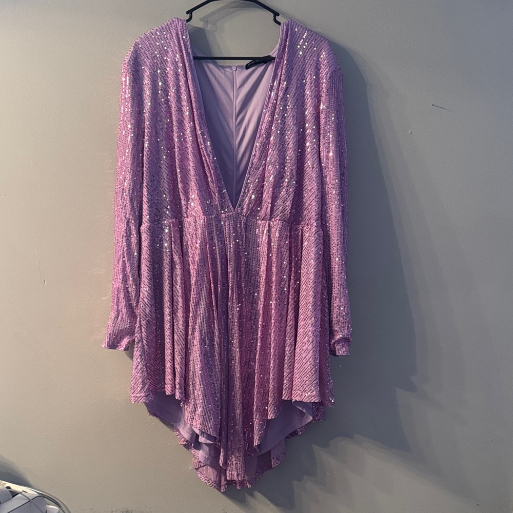 Sparkling Purple V-Neck Dress